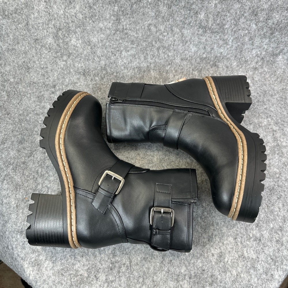 Sincerely Jules Marise Black Moto Boots Womens 8 Platform Lug Sole - Picture 9 of 14